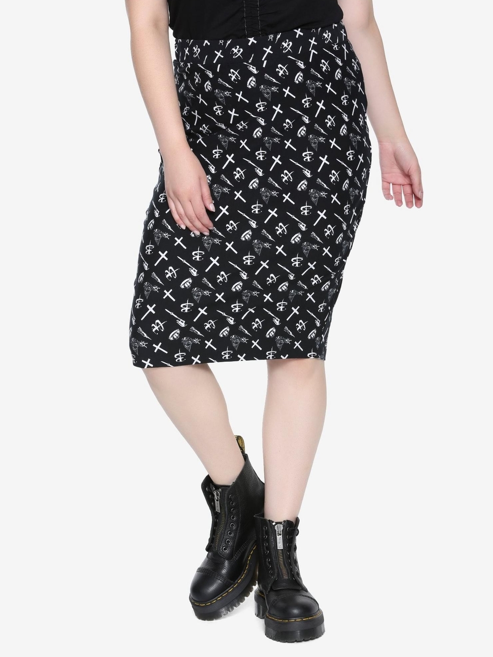 Buffy The Vampire Slayer Icons Pencil Skirt Black White Plus Size 2X